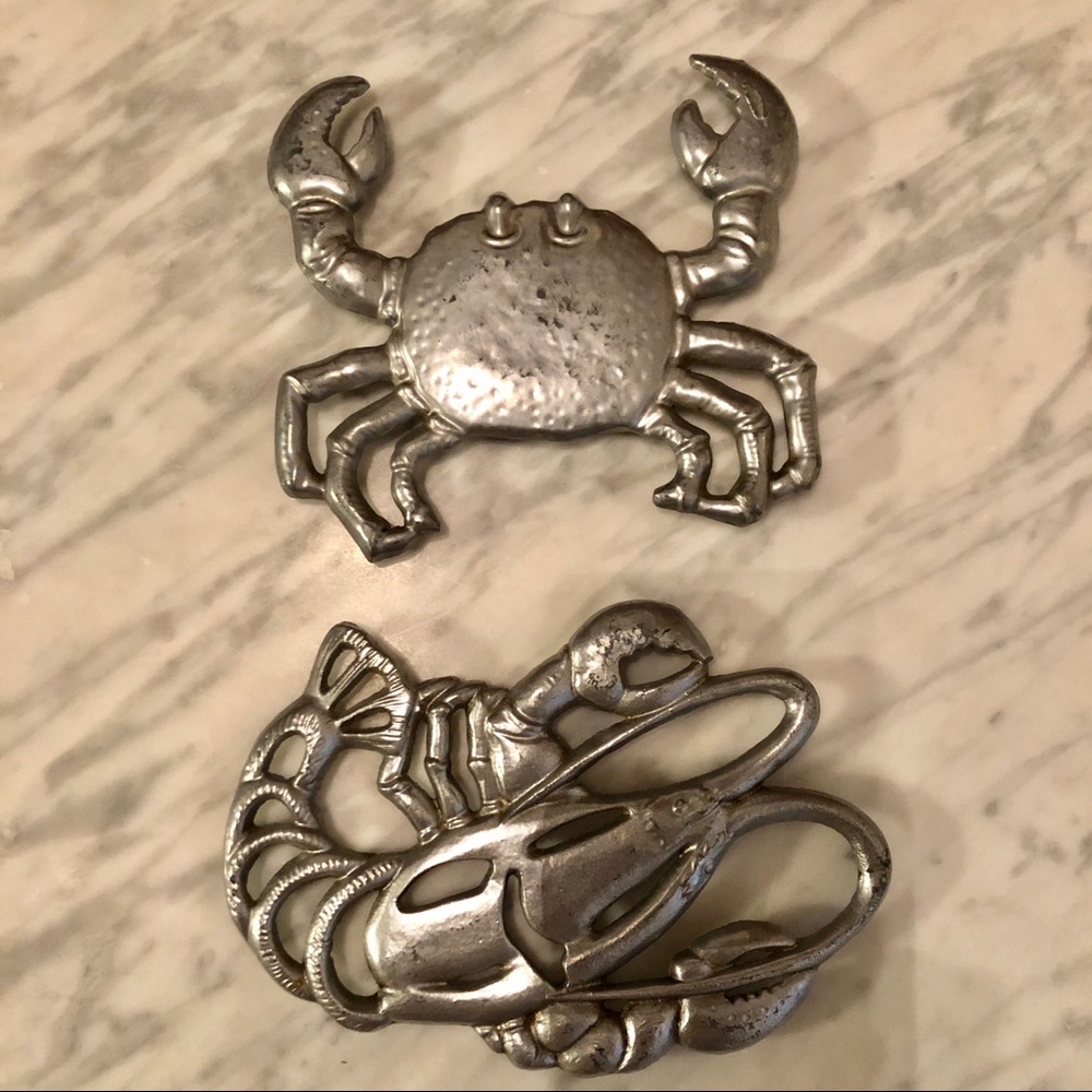 Beautiful & Barely Used Lobster & Crab Trivets!